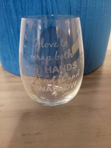 lot 21177 image: Humor Etched Stemless Wine Glass