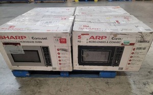 lot 56947 image: 4 count of New Sharp SMC1585BS 1.5 cu ft Countertop Microwave