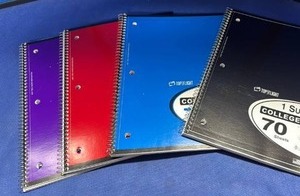 lot 50 image: Top Flight 1-Subject College Rule Spiral Notebooks lot of 4 notebooks  - Retail $3