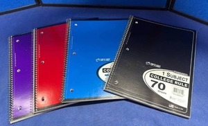 lot 51 image: Top Flight 1-Subject College Rule Spiral Notebooks lot of 4 notebooks  - Retail $3