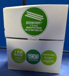 lot 68 image: 2 Boxes of Greenstripe Eco-Friendly 7.75 Unwrapped Straws - 400 Count Total 800 - Retail $30