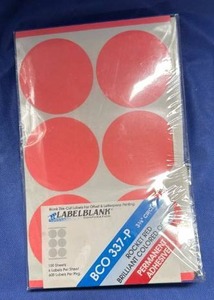 lot 71 image: Labelblank BCO 337-P Red Circle Labels - Retail $15