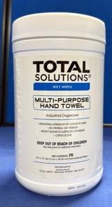 lot 80 image: Total Solutions Multi-Purpose Hand Towel Wet Wipes - 70 Count - Retail $17