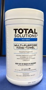 lot 81 image: Total Solutions Multi-Purpose Hand Towel Wet Wipes - 70 Count - Retail $17