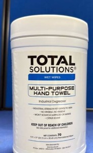 lot 83 image: Total Solutions Multi-Purpose Hand Towel Wet Wipes - 70 Count - Retail $17