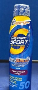 lot 86 image: Coppertone Sport SPF 50 AccuSpray Sunscreen - Retail $8