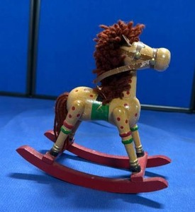 lot 109 image: Wooden Rocking Horse Ornament - Retail $15