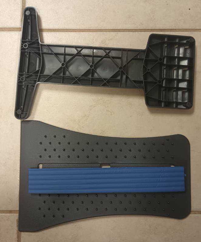 lot 320 image: Back Stretcher for Pain Relief, Spine Aligner for Chair & Bed with Massager, Back Cracking Device, Lumbar Stretcher for Spinal Decompression, Scoliosis, Sciatica and Herniated Disc (requires assembly)