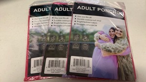 lot 155 image: Adult Waterproof Rain Ponchos 3-Pack