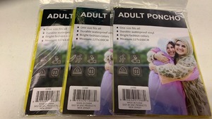 lot 157 image: Adult Waterproof Rain Ponchos 3-Pack