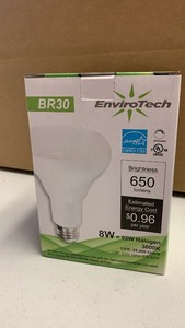 lot 162 image: EnviroTech BR30 LED Flood Light Bulb 8W Dimmable 650 Lumens DP60