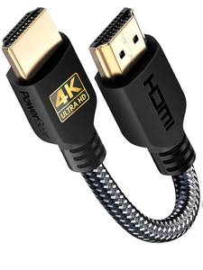 lot 56413 image: PowerBear 4K HDMI Cable 0.5 ft  Short Hdmi Cable, Braided Nylon & Gold Connectors, 4K  60Hz, Ultra HD, 2K, 1080P, ARC & CL3 Rated  for Laptop, Monitor, PS5, PS4, Xbox One, Fire TV, Apple TV & More - Retail $8