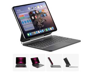 lot 56450 image: Magic Keyboard Case Compatible with iPad Air 11-inch (M2M3) , iPad Pro 11(4th3rd2nd1st) Gen 2022,iPad 10.9-inch Air 45th Generation with Battery Display, Magnetic Smart Keyboard Folio Black - Retail $104