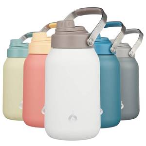lot 62352 image: Half Gallon Insulated Water Bottles, 64oz Water Jug with Metal Handle & BPA Free Spout Lid, Dishwasher Safe Flasks, Large Stainless Steel Gym Sport Jugs, Milky White - Retail $14