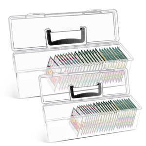 lot 62353 image: Seed Organizer Storage Box - 2 Pack Clear Plastic Seed Packet Keeper with Secure Lids (14x4.2x4.7in  11.8x3.7x3.7in) - Retail $14