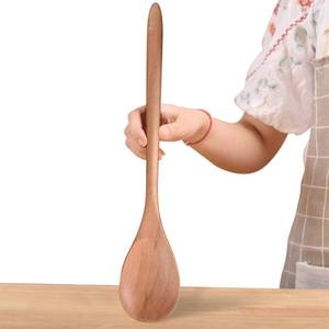 lot 62357 image: Big Wooden Spoon for Cooking, Large Wood Scoop Utensil, 17-inch Kitchen Serving Scoop for Big Pot, Long Handle Giant Heavy Food Service Mixing Spoons, Smooth Finish Comfortable Grip - Retail $15