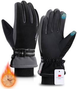 lot 62372 image: 3M Thinsulate Winter Gloves Men Women, Thermal Ski Gloves for Cold Weather with Warm, Touchscreen, Waterproof, Windproof for Outdoor, Running, Skiing, Cycling, Working, Snow Black-Gray Size M - Retail $20
