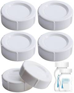 lot 62395 image: 6pcs Travel and Storage Baby Bottle Caps for Dr. Browns Natural Flow Wide Neck Bottles - BPA-Free PP Baby Bottle Leakproof Lids Replacement with Sealing Rings, Freezer-to-Dishwashers Safe - Retail $8