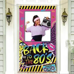 lot 62404 image: Back to The 80s Photo Booth Props Colorful Retro Party Decorations 1980s Hip Hop Disco Rock Theme Birthday Picture Booth Frame Backdrop for Throwback Party Supplies 35.5 x 71 in - Retail $12