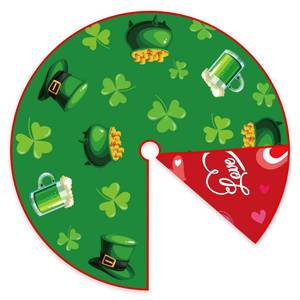 lot 62405 image: St Patricks Day Tree Skirt St Patricks Day Decorations 36 Reversible Shamrock Double Sided Print Mat for Trees Decor Holiday Party Garden Indoor Home Decorations - Retail $13