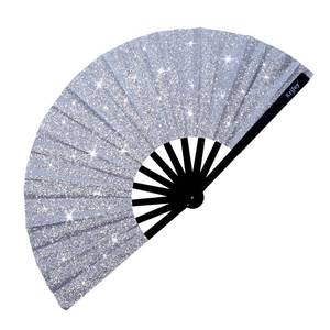 lot 62406 image: Large Folding Hand Fan �� Bold Snap Fans for Line Dancing, Rave, EDM Festivals & Drag Shows �� Statement Accessory for Women, Baddies & Party Queens - Retail $9