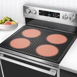 lot 62410 image: Stove Cover for Electric Cooktop Thermochromic Silicone Mat with Safety Color Change Heat Resistant & Non-Slip Surface for Family Kitchen Safety Easy to Clean & Foldable(36x21 Inch) - Retail $22