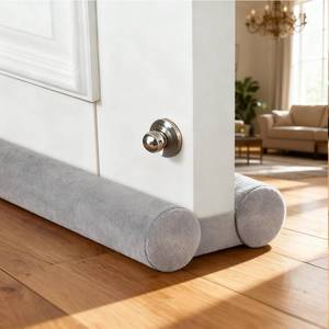 lot 62412 image: Superior Velvet Under Door Draft Stopper, 30 to 36 Adjustable Door Gap Filler, Double-Sided Windproof Seal, Easy-Install, Blocks Noise, Cold, Light, Dust & More - Retail $16