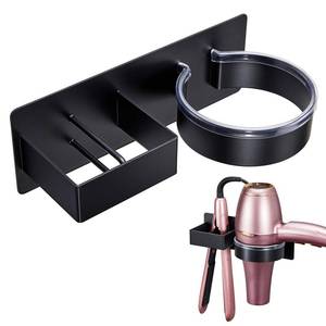 lot 62417 image: Hair Dryer Holder Blow Dryer Holder Wall Mounted, Adhesive Hair Straightener Holder, Hair Tool Organizer for Curling Iron Holder, Metal Hairdryer Holder Storage Organizer for Bathroom Vanity, Black - Retail $17