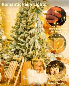 lot 62452 image: 2 Pack 60 LED Fairy Lights Battery Operated with Timer, 20FT Waterproof Twinkle Lights Indoor Outdoor, Cuttable String Lights for Bedroom, Wedding, DIY, Centerpiece, Christmas Decorations (Warm White) - Retail $18