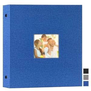 lot 62458 image: Photo Album 8x8, Linen Hard Cover Acid Free Slip Slide in Photo Albums Sleeves Holds 50 Top Load Vertical Only 8x8 Pictures (Blue) - Retail $10
