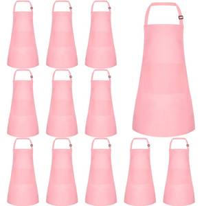 lot 62463 image: 12 Pack Kids Apron Bulk with 2 Pockets Adjustable Chef Art Apron Kids Painting Aprons for Cooking Baking Painting Crafting Grilling Activity - Retail $20