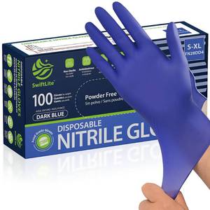 lot 62464 image: Disposable Nitrile Gloves, Food Safe, Latex-Free Powder-Free, Kitchen Rubber Gloves for Cooking, Cleaning and Food Prep (Large, 100) - Retail $7