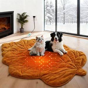 lot 62482 image: Extra Large Dog Heating Pad Waterproof Electric Heated Cat Beds for Indoor Outdoor, Adjustable Temperature, Washable Yellow Leaf Shaped Cat Heating Pad Non Slip Bottom(47X36) - Retail $60