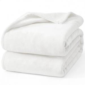 lot 62488 image: Fleece White Full Blanket, Super Soft Flannel Fuzzy Plush Cozy Blanket for All Seasons, White, Full 84x90 Inches - Retail $24