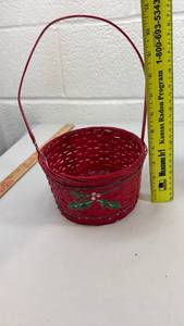 lot 68 image: Christmas Holiday Decor Set - Red Basket & Pine Wreath