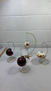 lot 76 image: Glass Ball Christmas Ornaments with Display Stands