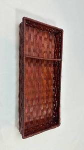 lot 89 image: Handwoven Rectangular Bamboo Basket Tray