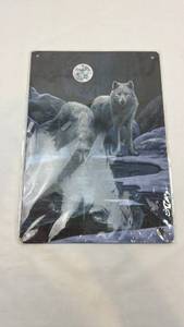 lot 147 image: Gray Wolves Full Moon Metal Wall Sign