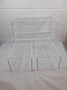 lot 190 image: White Wire Storage Shelf Helper Set