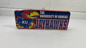 lot 207 image: University of Kansas Jayhawks Metal Wall Sign