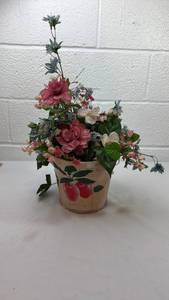 lot 263 image: Artificial Floral Arrangement in Apple Design Pot