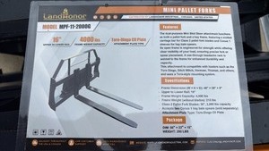 lot 288 image: Unused LandHonor MPF-TL2000G MINI Skid Steer ONLY Pallet Fork Frame