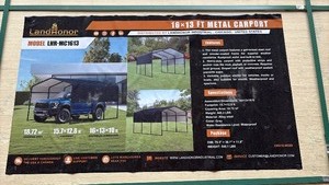 lot 326 image: Unused Landhonor 16x13 FT Metal Carport Kit Model LHR-MC1613