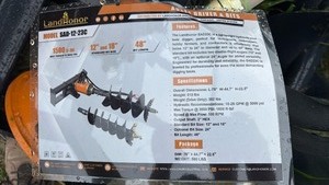 lot 348 image: Unused LandHonor Skid steer Earth Auger Post Hole Digger