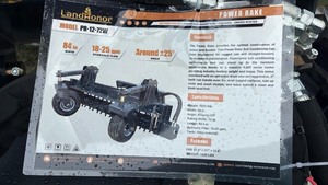 lot 353 image: Unused LandHonor Power Rake Model PR-12-72W Hydraulic Flow Attachment