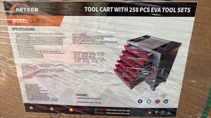 lot 412 image: Unused ARTEER Tool Cart with 258 Piece Tool Set Model JS-RC07