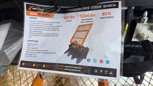lot 415 image: Unused Arteer SS-15000G Professional Skid Steer Winch 15000lbs Capacity