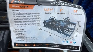 lot 423 image: Unused Arteer 84 Inch Rock Grapple Bucket Model RGB-84W