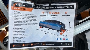 lot 441 image: Unused Arteer RT-72W 72 Inch Skid Steer Hydraulic Rotary Tiller