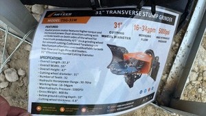 lot 506 image: Unused Arteer 31 Inch Transverse Stump Grinder Model SC-31M skid steer